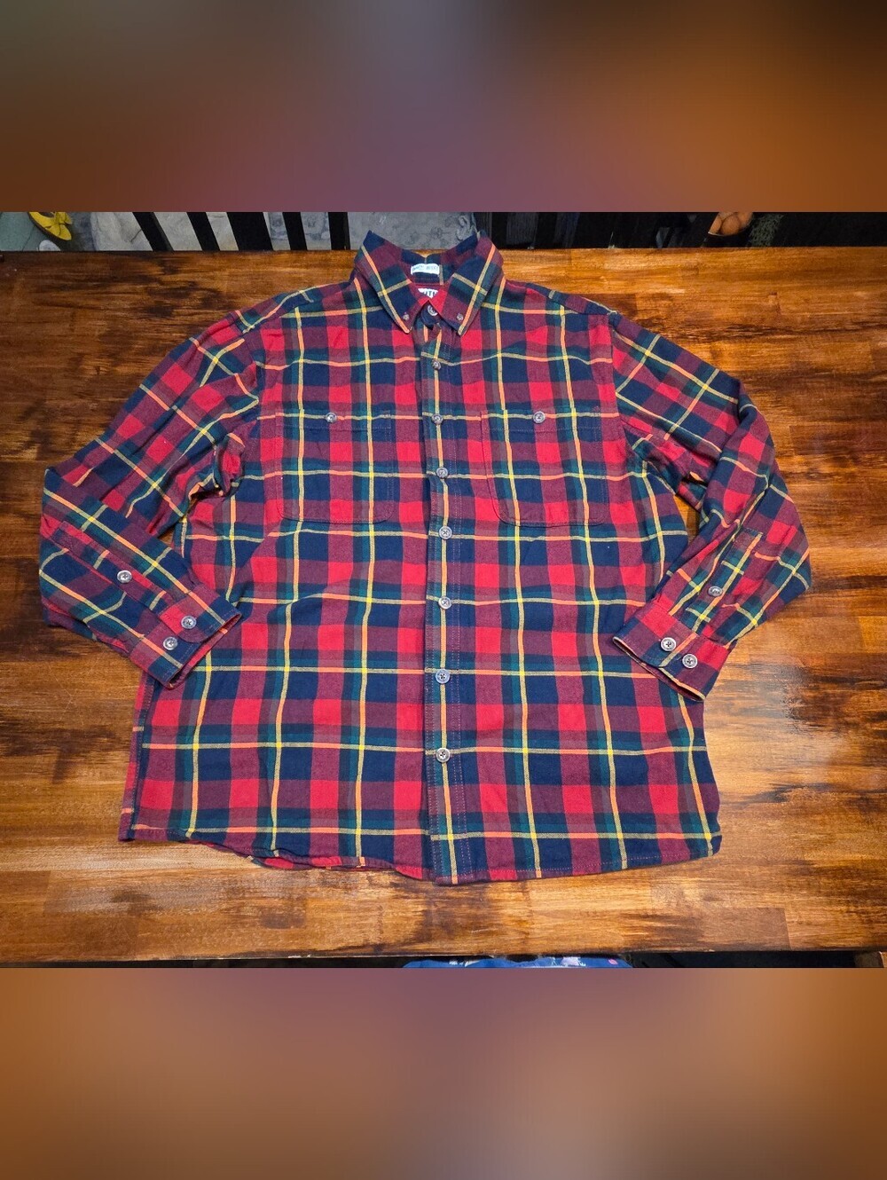 Duluth Trading Co Shirt Mens L Tall Plaid Print Free Swingin Untucked Flannel